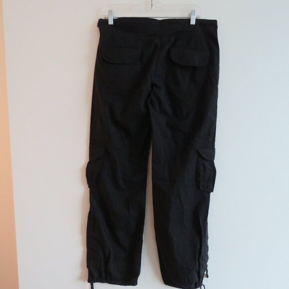 XCVI Black Straight Leg Cotton Cargo Pants Pockets Grunge Goth Alt - Picture 13 of 16